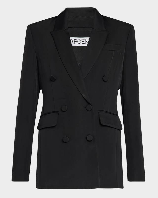 Double-Breasted Viscose Twill Blazer